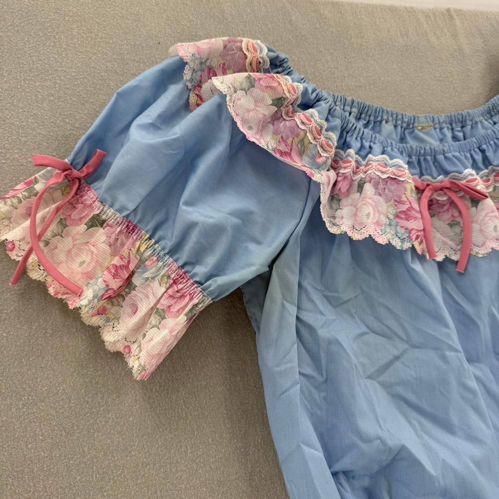 Vintage Square Dance Outfit Western Prairie Full Circle Skirt Ruffle Blouse XL - Picture 6 of 12